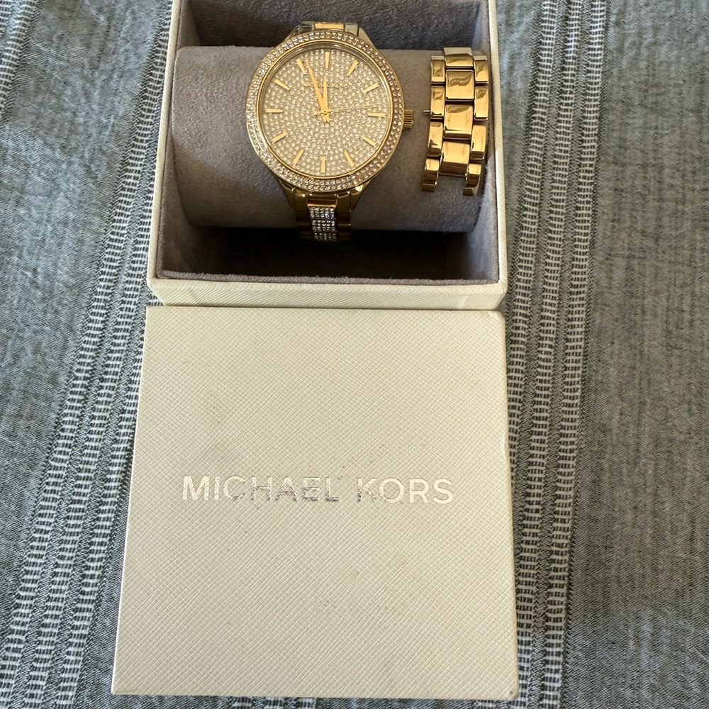 Michael Kors Gold Watch with Crystal Embellishments